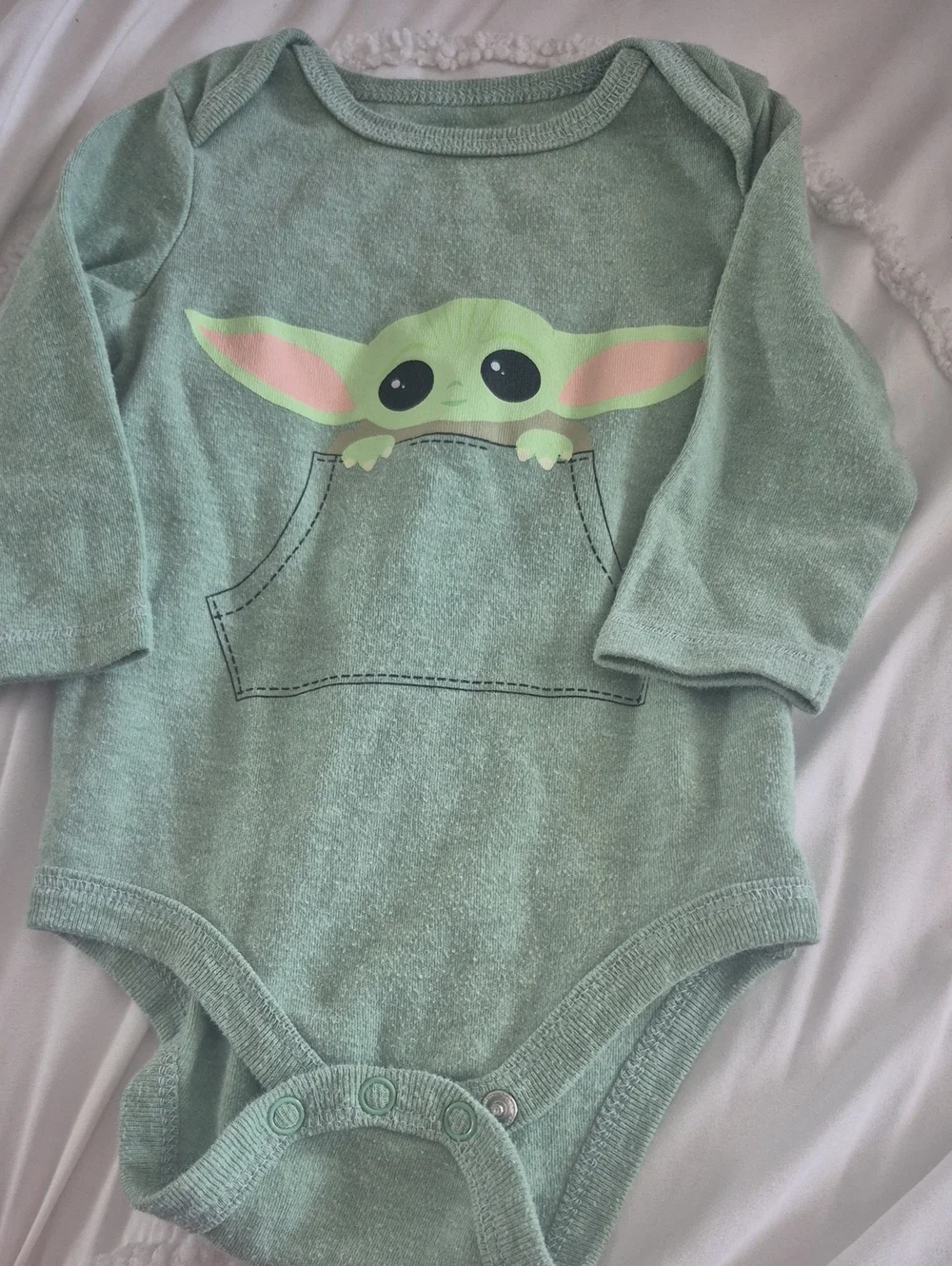 Star Wars Baby Yoda Green Long-Sleeve One-Piece Bodysuit